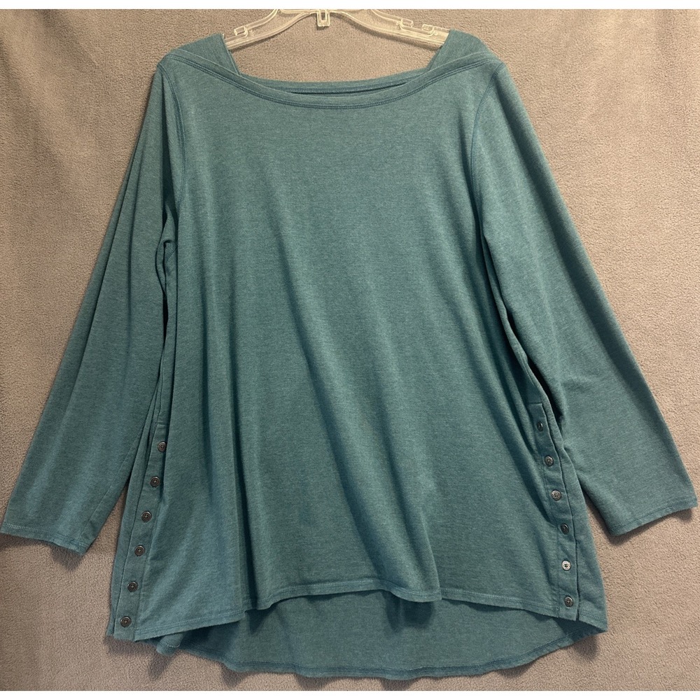 Soft Surroundings Tunic Top 3/4 Sleeve Boat Neck Plus Size 1X Teal Green